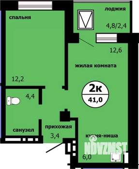 2-к квартира, строящийся дом, 41м2, 6/19 этаж