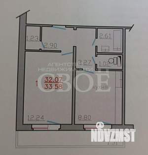 1-к квартира, вторичка, 32м2, 9/10 этаж
