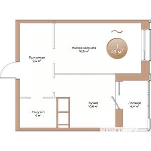 1-к квартира, вторичка, 43м2, 8/24 этаж