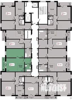 2-к квартира, строящийся дом, 51м2, 4/17 этаж