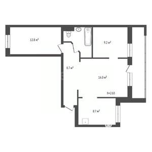 3-к квартира, вторичка, 61м2, 5/9 этаж
