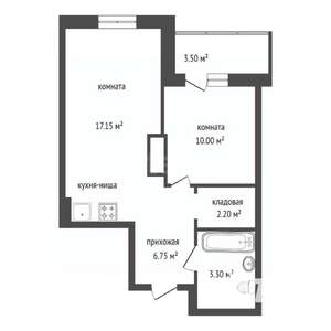 2-к квартира, вторичка, 41м2, 9/25 этаж