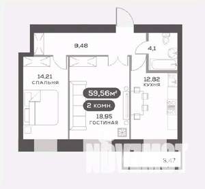 2-к квартира, вторичка, 60м2, 13/15 этаж