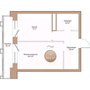 1-к квартира, вторичка, 40м2, 4/24 этаж