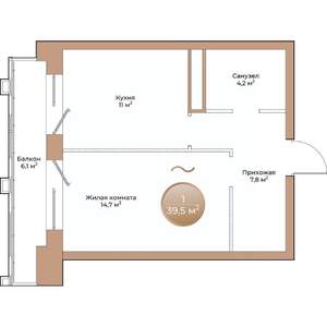 1-к квартира, вторичка, 40м2, 2/24 этаж
