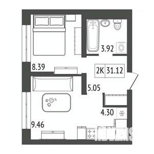 2-к квартира, вторичка, 31м2, 8/17 этаж