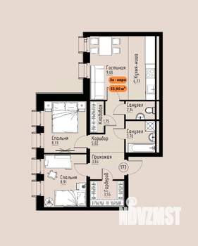 3-к квартира, вторичка, 54м2, 13/17 этаж