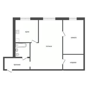 2-к квартира, вторичка, 45м2, 4/5 этаж