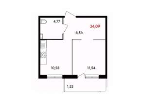 1-к квартира, вторичка, 34м2, 10/18 этаж