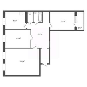 3-к квартира, вторичка, 78м2, 9/9 этаж
