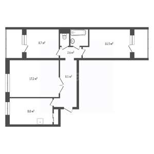 3-к квартира, вторичка, 60м2, 2/9 этаж