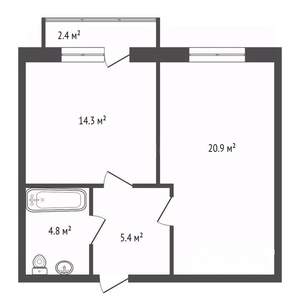 2-к квартира, вторичка, 46м2, 7/9 этаж