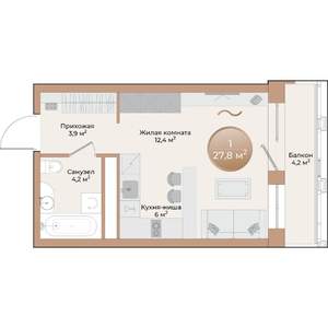 1-к квартира, вторичка, 28м2, 5/24 этаж