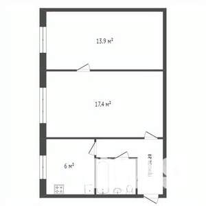 2-к квартира, вторичка, 47м2, 1/5 этаж