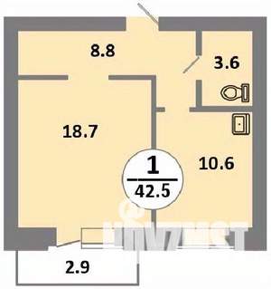 1-к квартира, строящийся дом, 43м2, 2/14 этаж