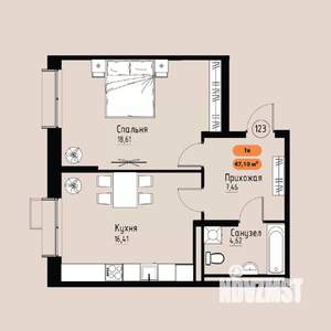 2-к квартира, вторичка, 47м2, 15/17 этаж