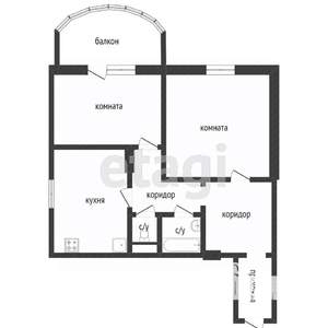 2-к квартира, вторичка, 64м2, 6/16 этаж