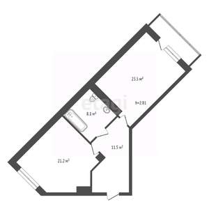 2-к квартира, вторичка, 64м2, 5/7 этаж