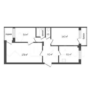 3-к квартира, вторичка, 61м2, 3/5 этаж