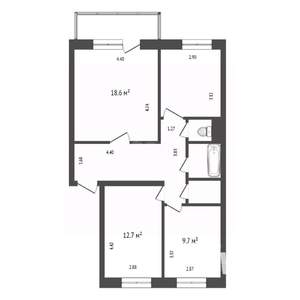 3-к квартира, вторичка, 69м2, 8/10 этаж