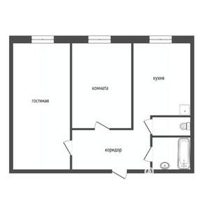 2-к квартира, вторичка, 54м2, 1/5 этаж