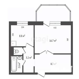 1-к квартира, вторичка, 41м2, 4/10 этаж