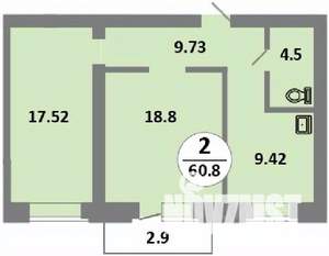 2-к квартира, строящийся дом, 59м2, 11/14 этаж