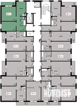 2-к квартира, строящийся дом, 56м2, 9/17 этаж