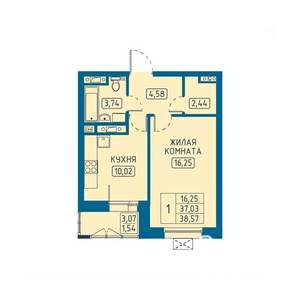 1-к квартира, вторичка, 39м2, 2/20 этаж