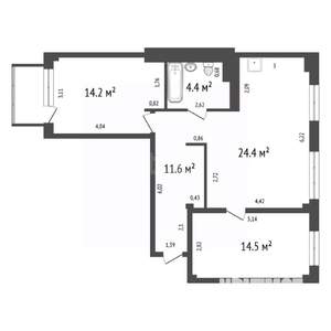 2-к квартира, вторичка, 66м2, 2/9 этаж