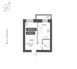 1-к квартира, вторичка, 38м2, 3/16 этаж
