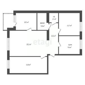 4-к квартира, вторичка, 93м2, 2/6 этаж