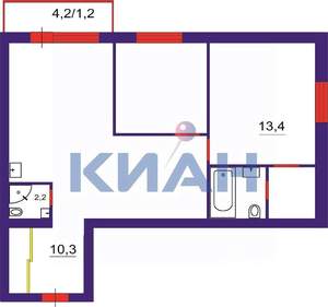 2-к квартира, вторичка, 64м2, 7/18 этаж