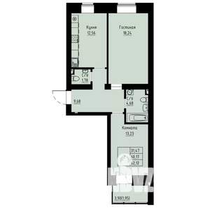 2-к квартира, строящийся дом, 62м2, 8/8 этаж