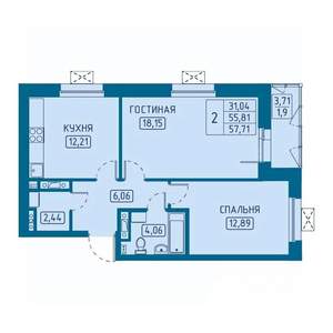 2-к квартира, вторичка, 58м2, 3/20 этаж