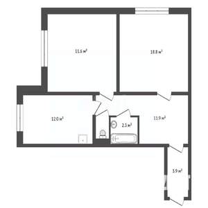 2-к квартира, вторичка, 69м2, 2/16 этаж