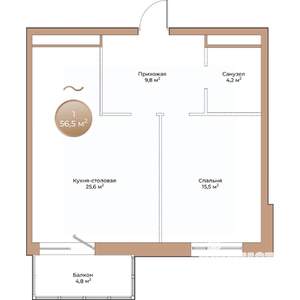 1-к квартира, вторичка, 57м2, 11/24 этаж