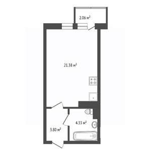 Студия квартира, вторичка, 30м2, 22/25 этаж