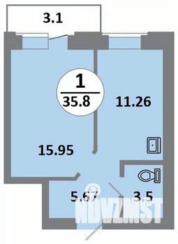 1-к квартира, строящийся дом, 36м2, 13/14 этаж