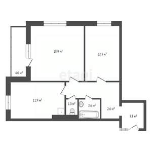 2-к квартира, строящийся дом, 58м2, 17/18 этаж