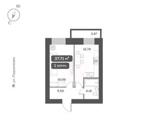 1-к квартира, вторичка, 38м2, 4/16 этаж