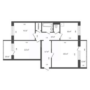 3-к квартира, вторичка, 67м2, 2/10 этаж