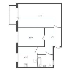 2-к квартира, вторичка, 42м2, 3/5 этаж