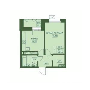 1-к квартира, вторичка, 39м2, 13/23 этаж