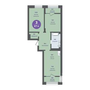 3-к квартира, вторичка, 61м2, 5/25 этаж