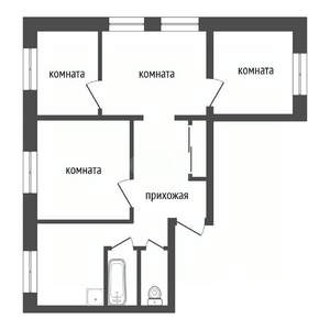 4-к квартира, вторичка, 65м2, 1/5 этаж