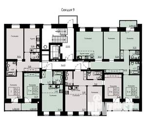 3-к квартира, строящийся дом, 65м2, 3/8 этаж