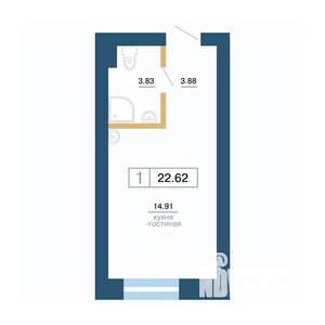 1-к квартира, вторичка, 23м2, 2/7 этаж