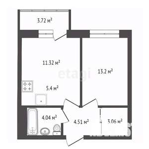 2-к квартира, вторичка, 43м2, 4/9 этаж
