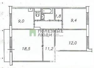 3-к квартира, вторичка, 65м2, 5/10 этаж
